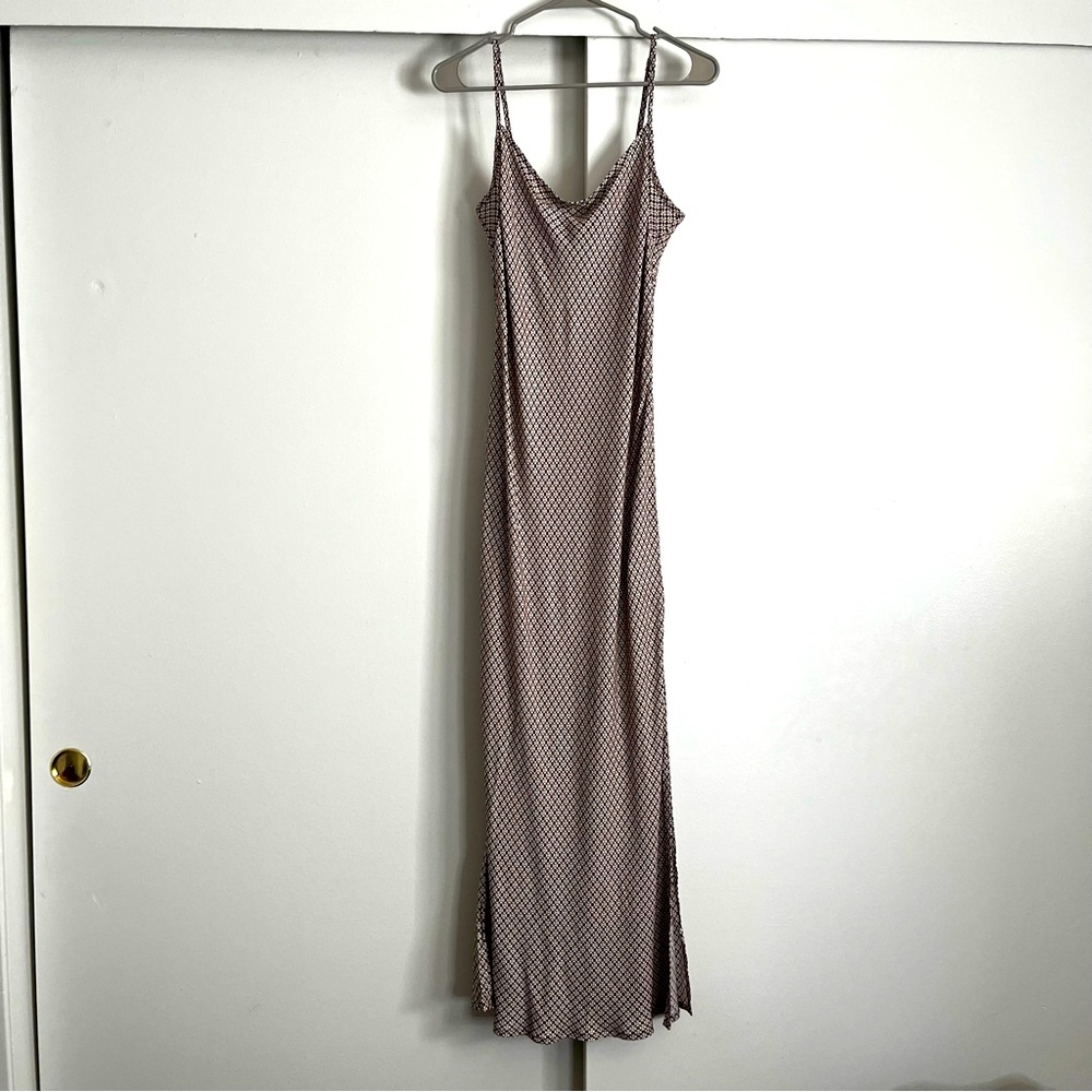 NWT Cotton On Women’s Long Slip Dress Size L, Pink Flower Print w/ Brown